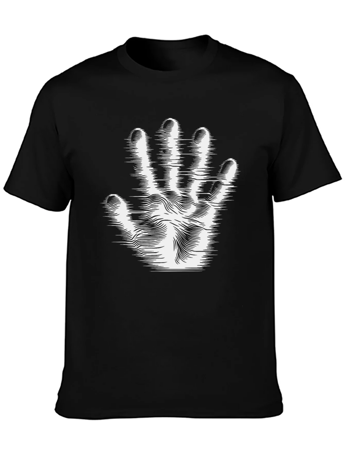 Optical Illusion Hand Print Black T-Shirt product image 3