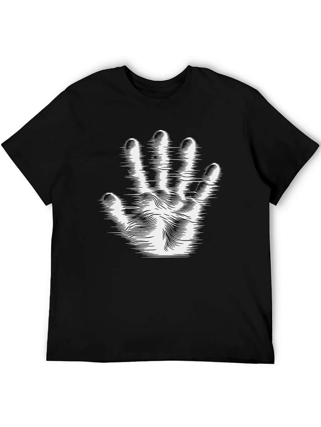 Optical Illusion Hand Print Black T-Shirt product image 5