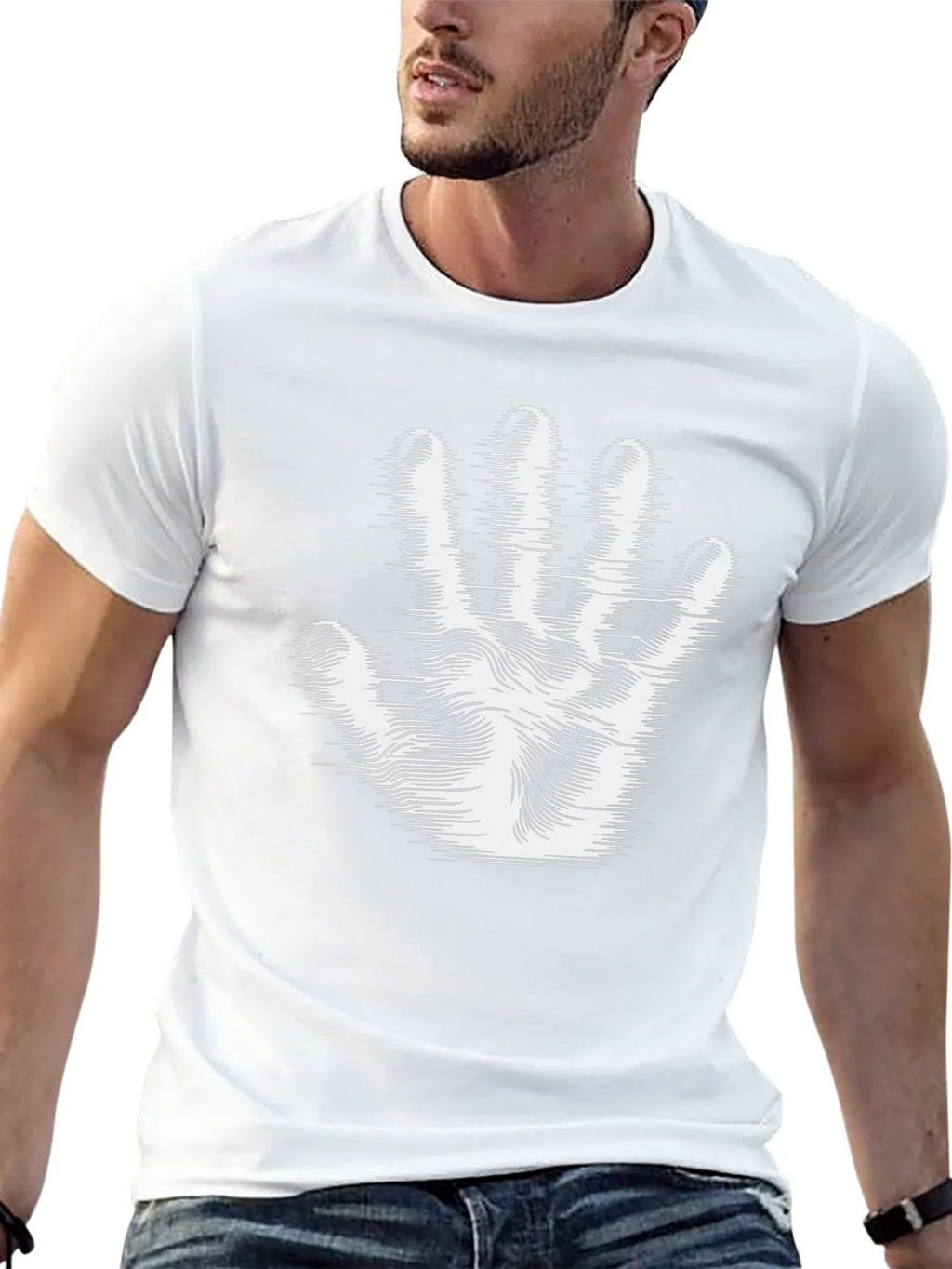 Optical Illusion Hand Print Black T-Shirt product image 12