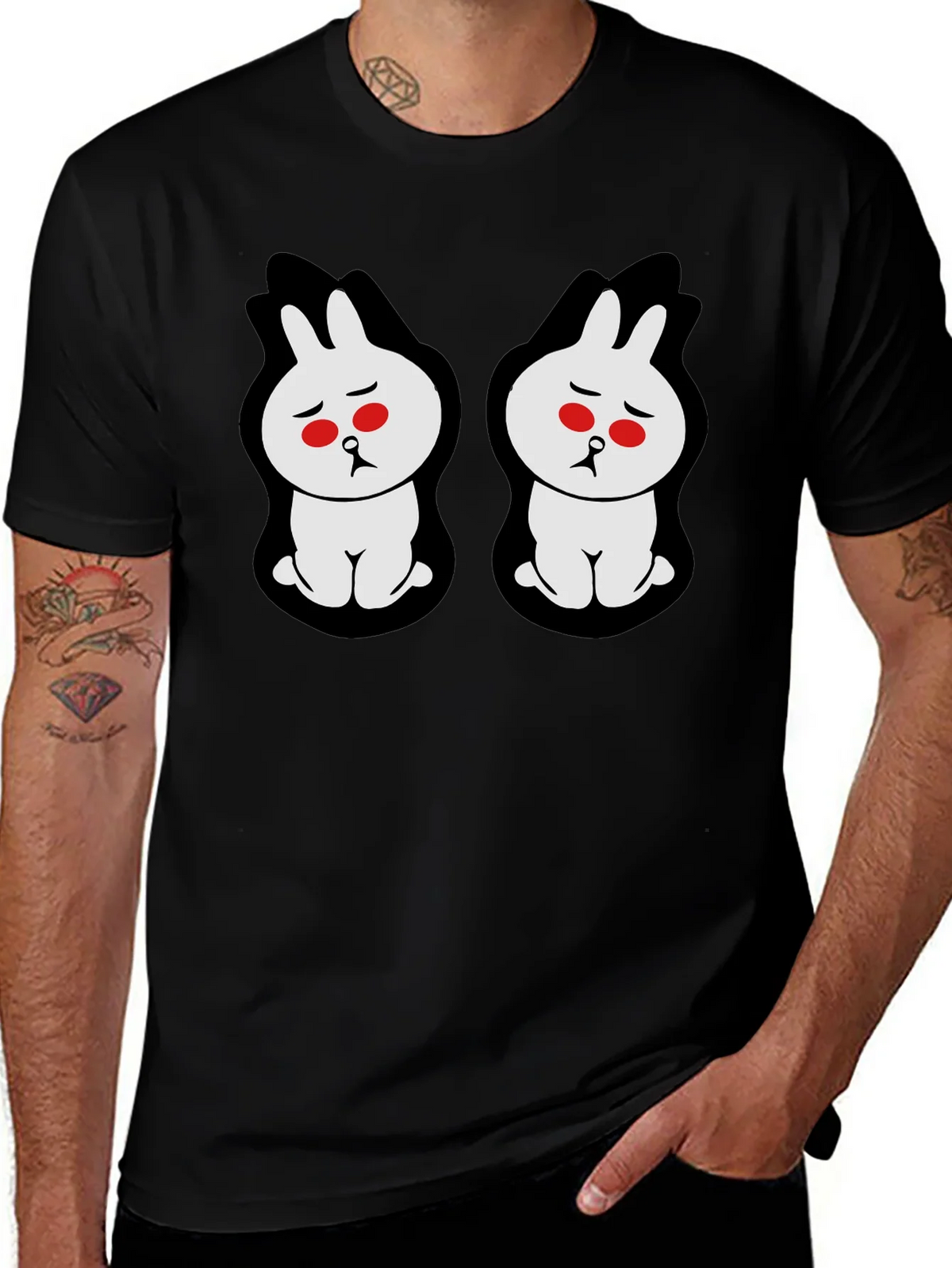 Sad Bunny Graphic Tee - Black Cotton Blend product image 1