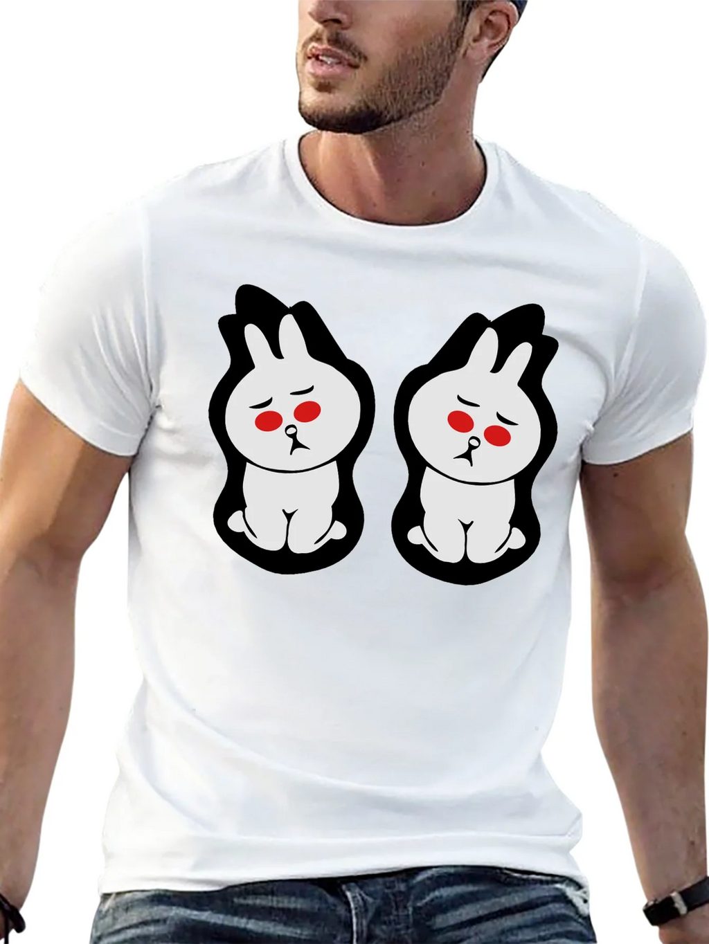 Sad Bunny Graphic Tee - Black Cotton Blend product image 12