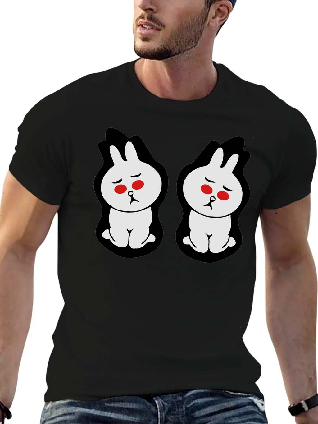 Sad Bunny Graphic Tee - Black Cotton Blend product image 6