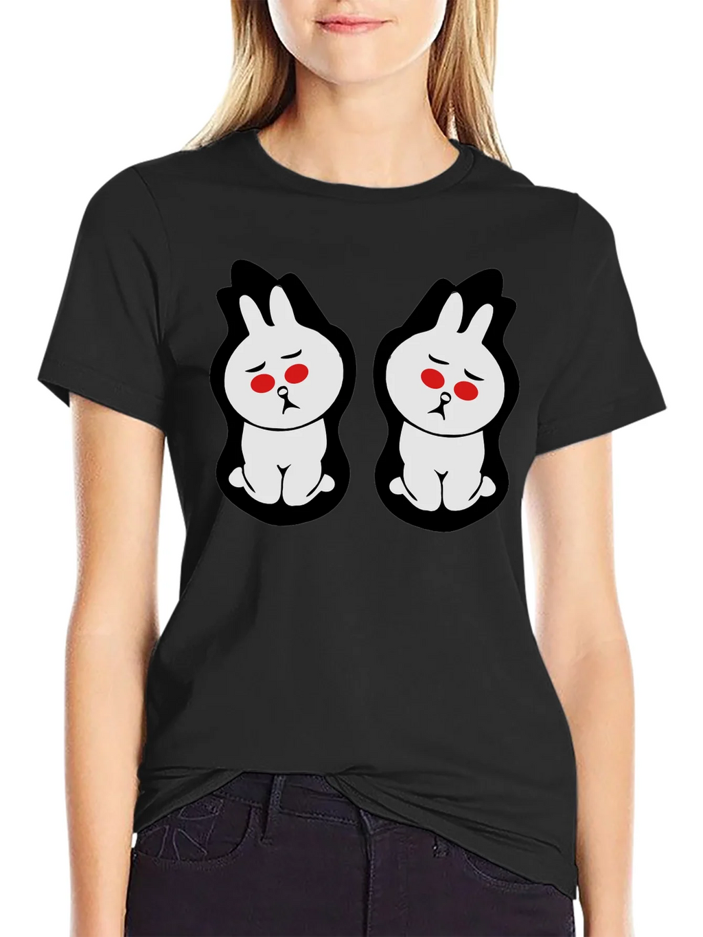Sad Bunny Graphic Tee - Black Cotton Blend product image 2