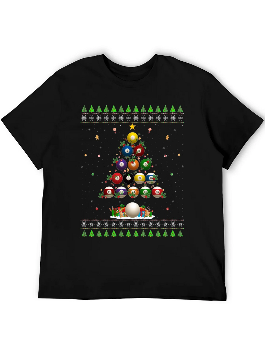 Billiard Ball Christmas Tree Holiday T-Shirt product image 5