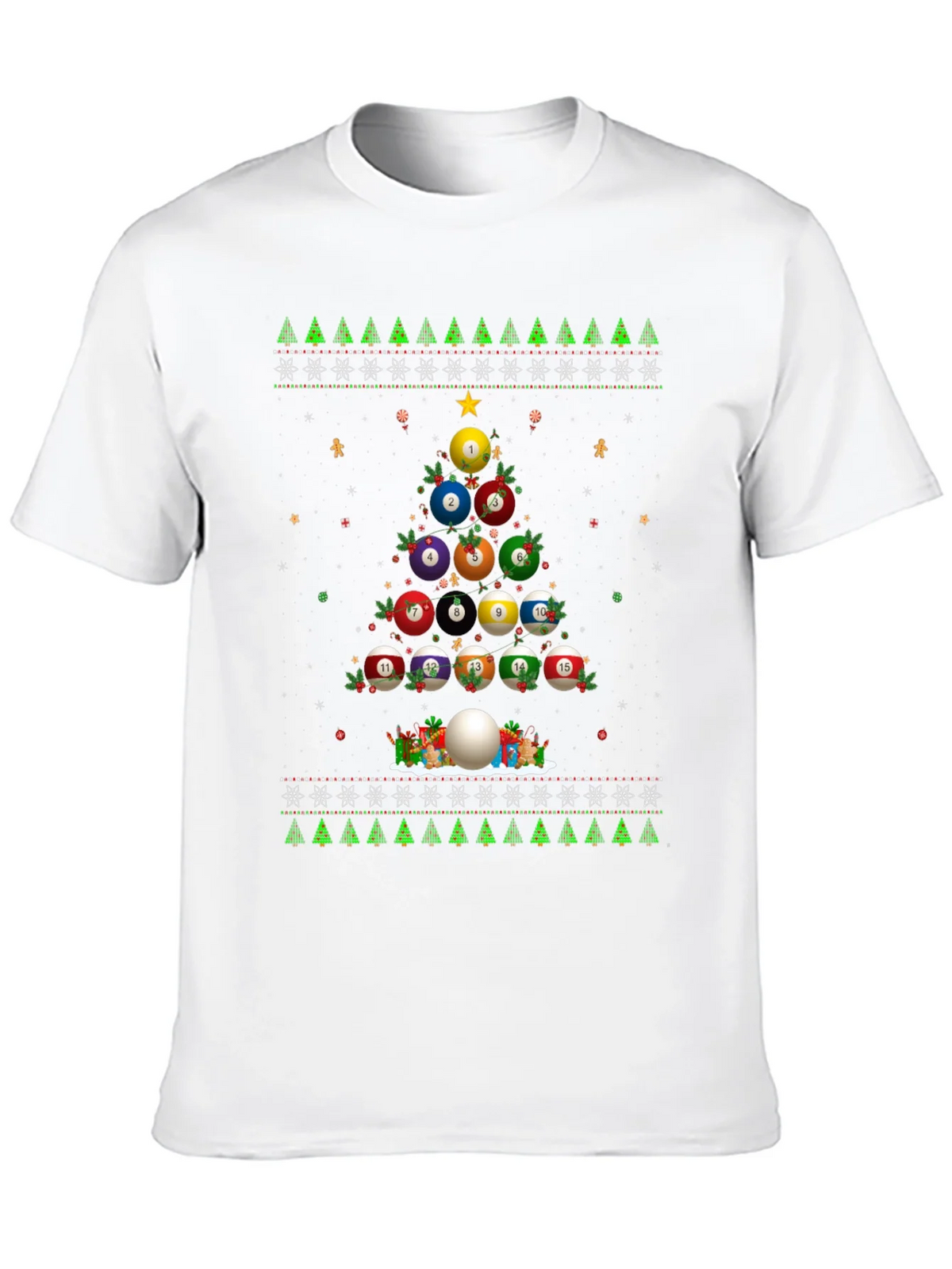 Billiard Ball Christmas Tree Holiday T-Shirt product image 9