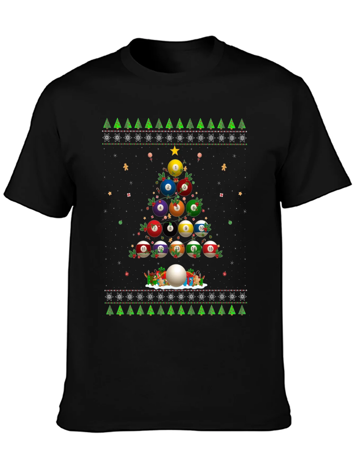 Billiard Ball Christmas Tree Holiday T-Shirt product image 3