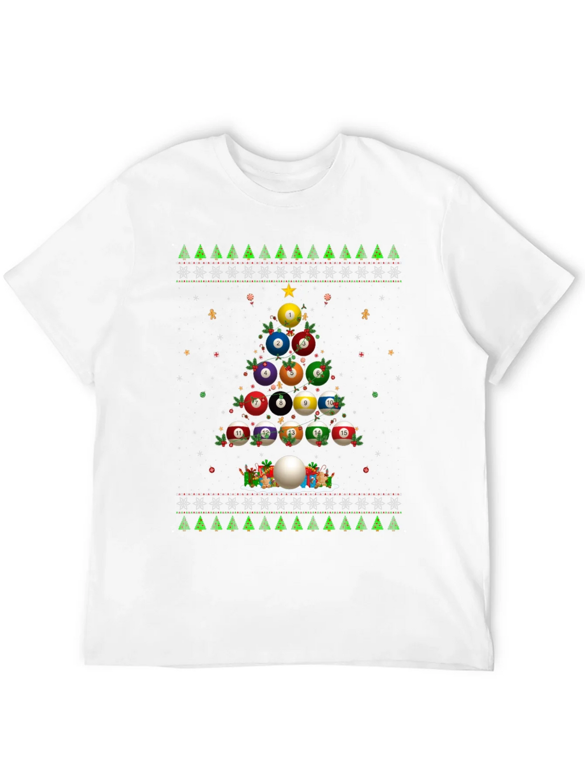 Billiard Ball Christmas Tree Holiday T-Shirt product image 11