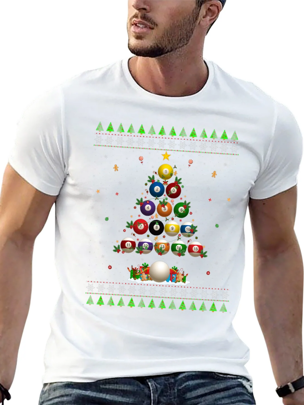 Billiard Ball Christmas Tree Holiday T-Shirt product image 12