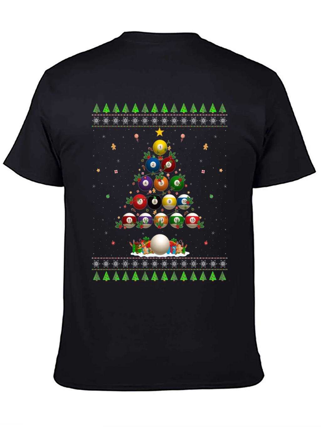 Billiard Ball Christmas Tree Holiday T-Shirt product image 4