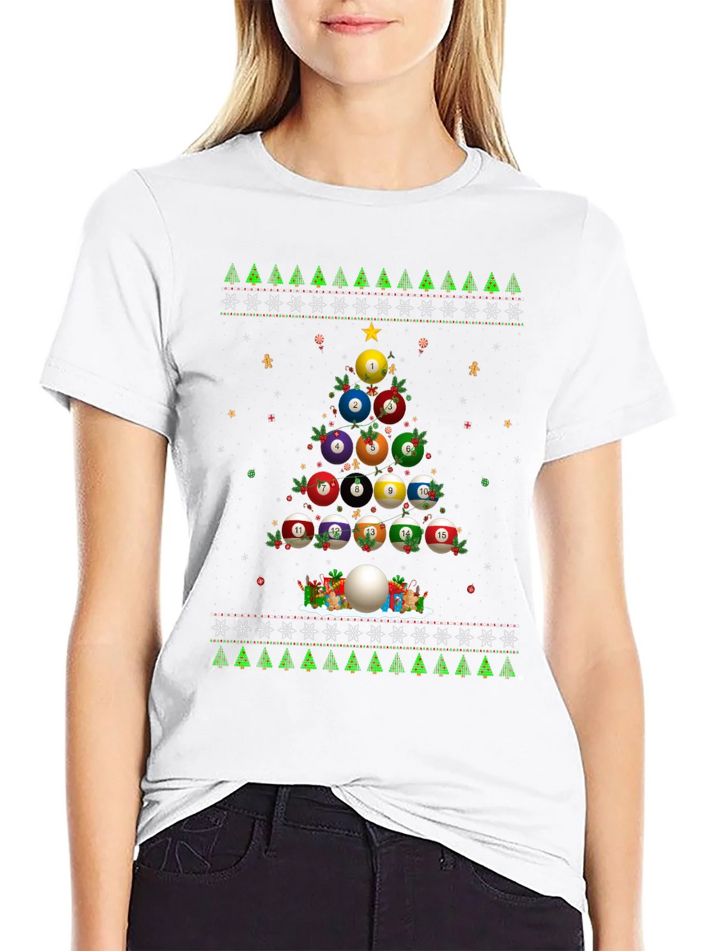 Billiard Ball Christmas Tree Holiday T-Shirt product image 8