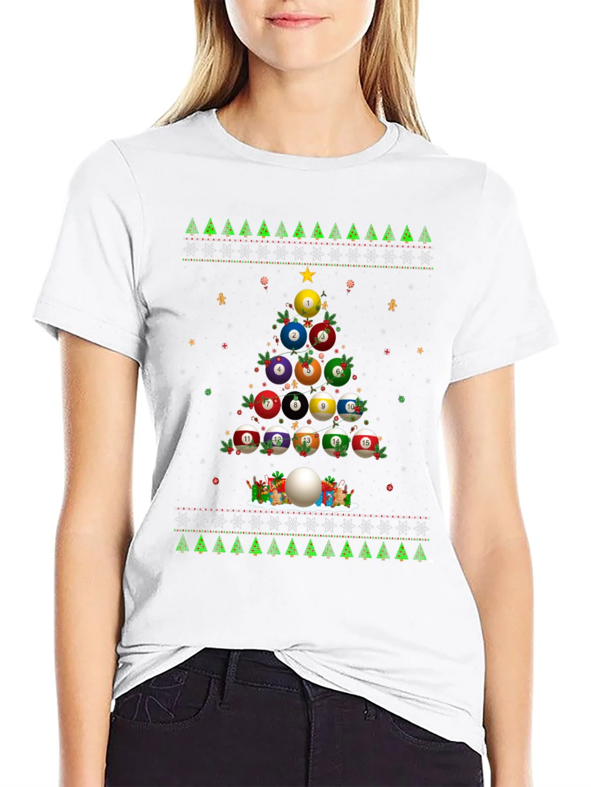 Billiard Ball Christmas Tree Holiday T-Shirt product image 8