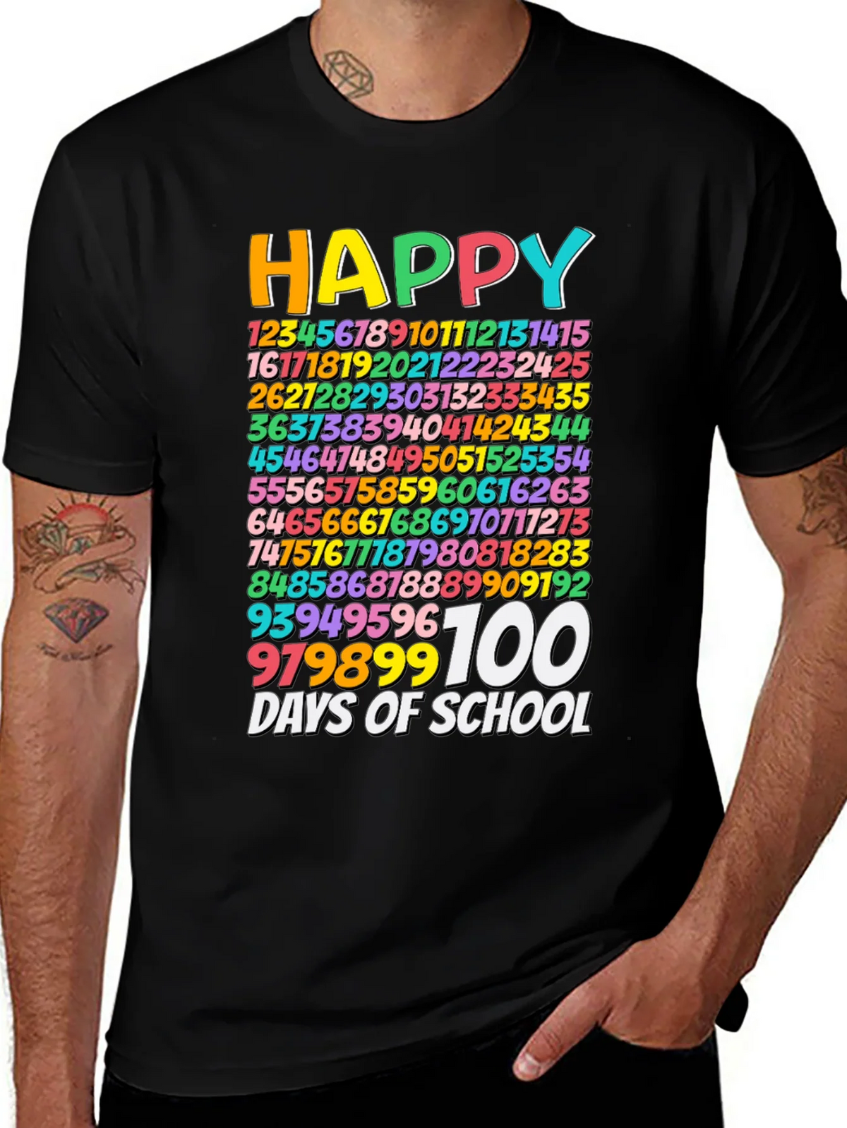 Happy 100 Days of School Black T-Shirt product image 1