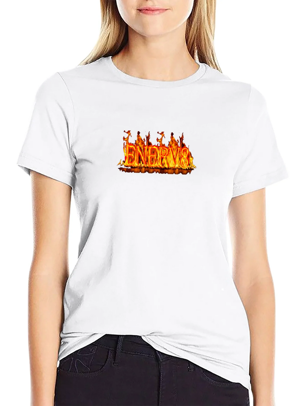 Flaming ENERGY8 Graphic Tee - Black Cotton T-Shirt product image 8