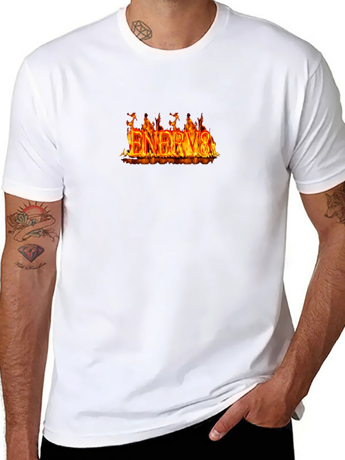 Flaming ENERGY8 Graphic Tee - Black Cotton T-Shirt product image 7
