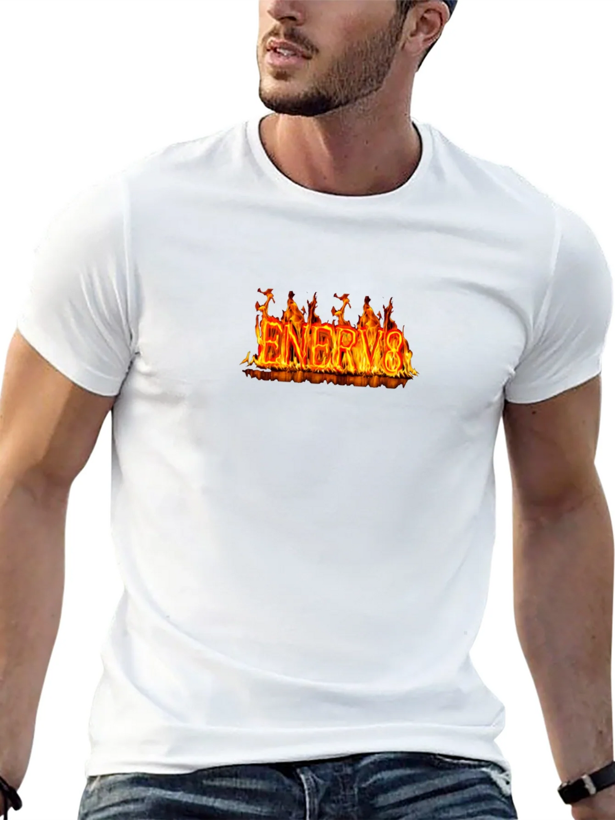 Flaming ENERGY8 Graphic Tee - Black Cotton T-Shirt product image 12