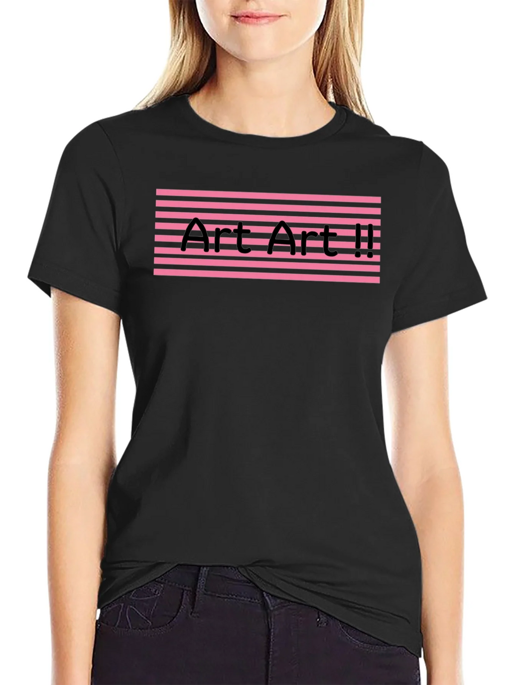 Art II Graphic Tee - Pink Stripes Black T-Shirt product image 2