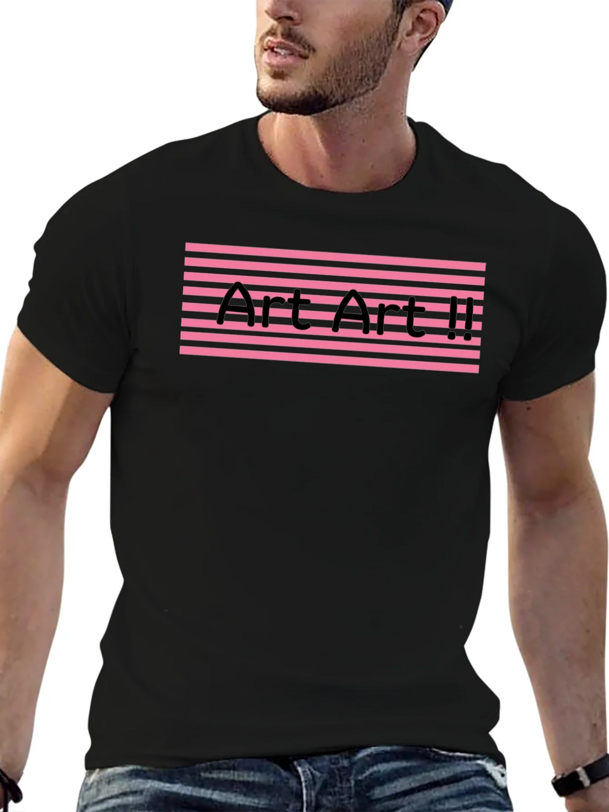 Art II Graphic Tee - Pink Stripes Black T-Shirt product image 5