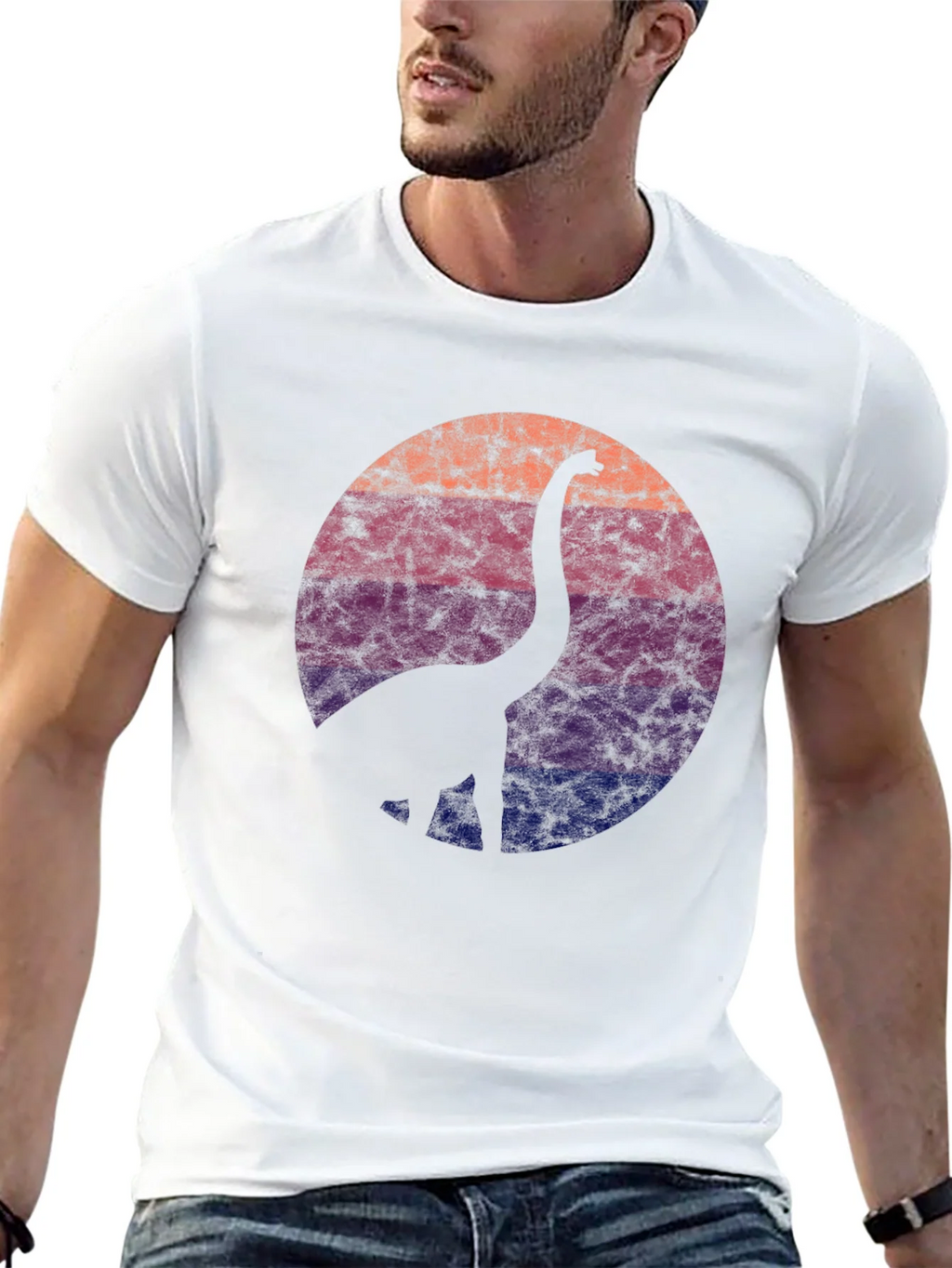 Retro Dinosaur Silhouette Graphic Tee - Black product image 12