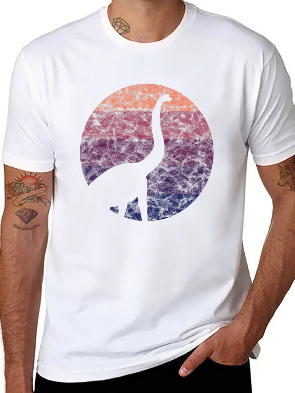 Retro Dinosaur Silhouette Graphic Tee - Black product image 7