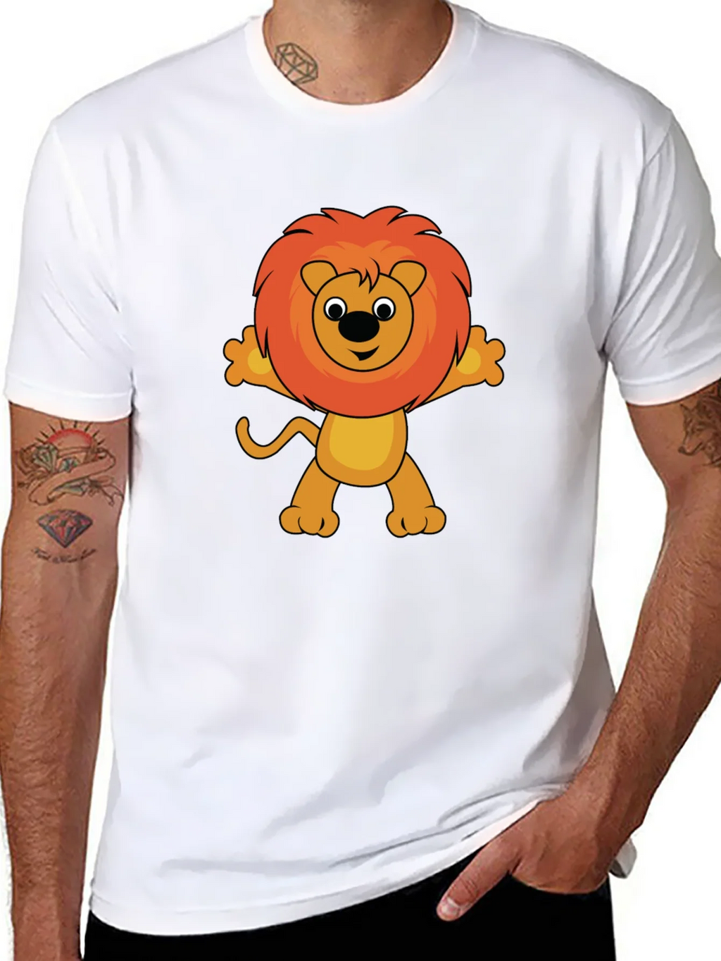Cute Cartoon Lion Graphic T-Shirt - Black product image 7