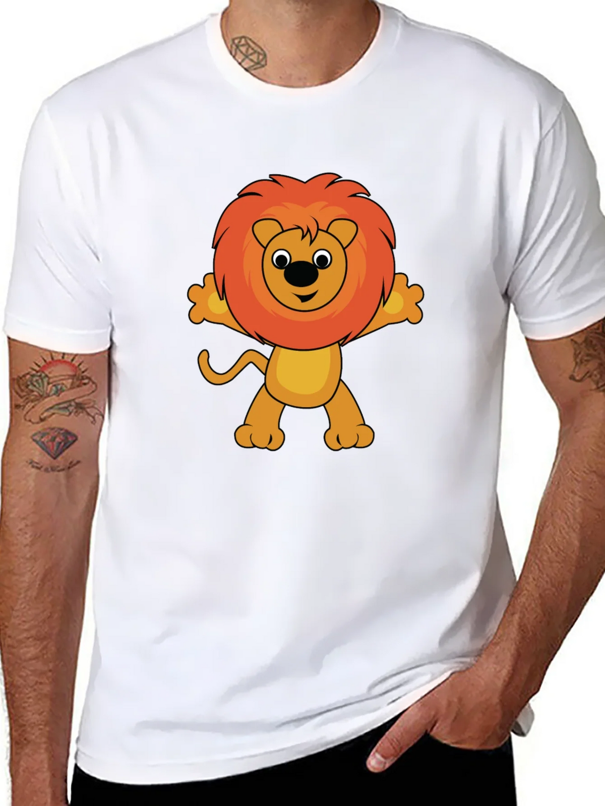 Cute Cartoon Lion Graphic T-Shirt - Black product image 7
