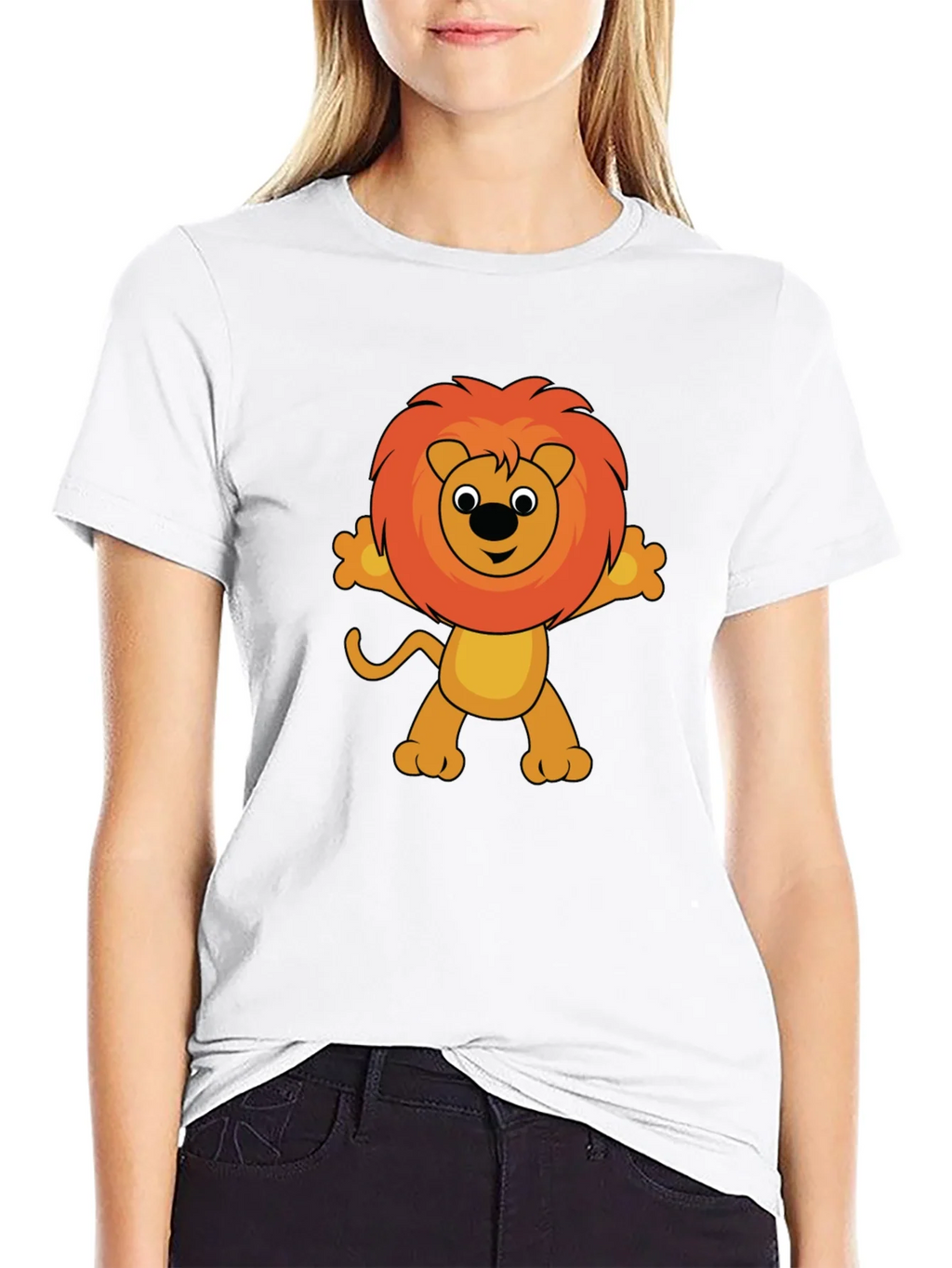 Cute Cartoon Lion Graphic T-Shirt - Black product image 8