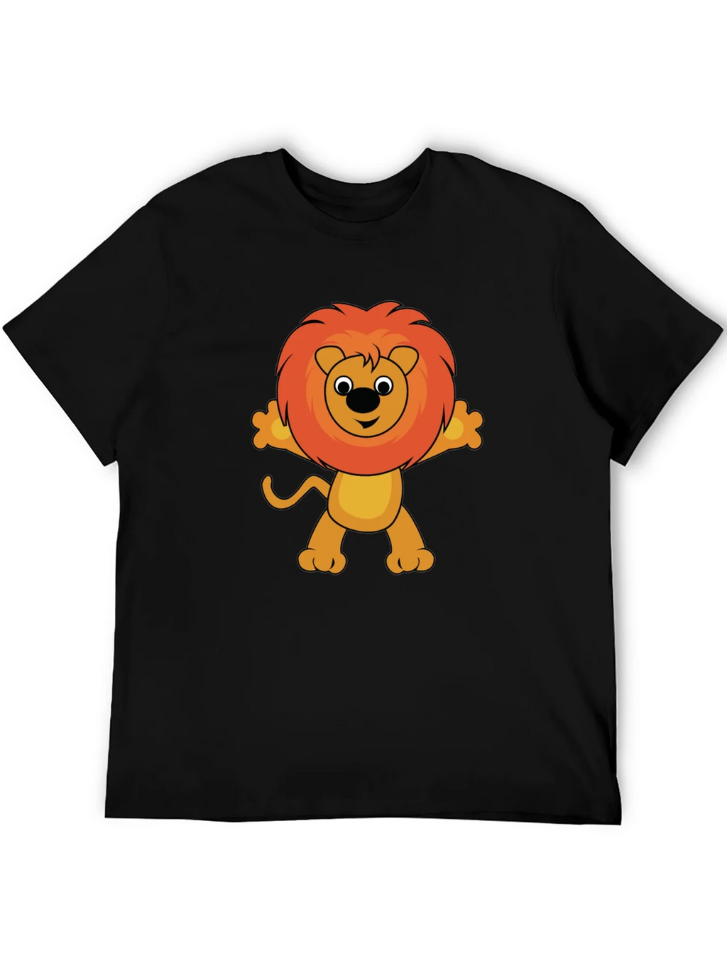 Cute Cartoon Lion Graphic T-Shirt - Black product image 5