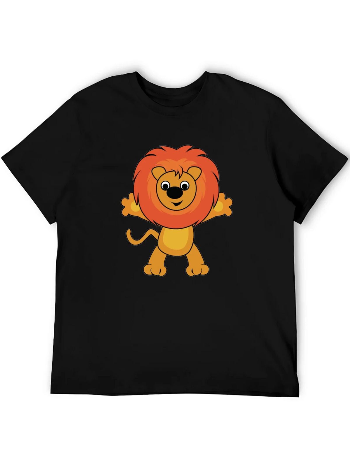 Cute Cartoon Lion Graphic T-Shirt - Black product image 5