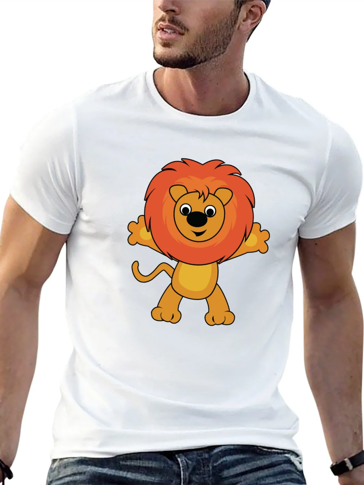 Cute Cartoon Lion Graphic T-Shirt - Black product image 12