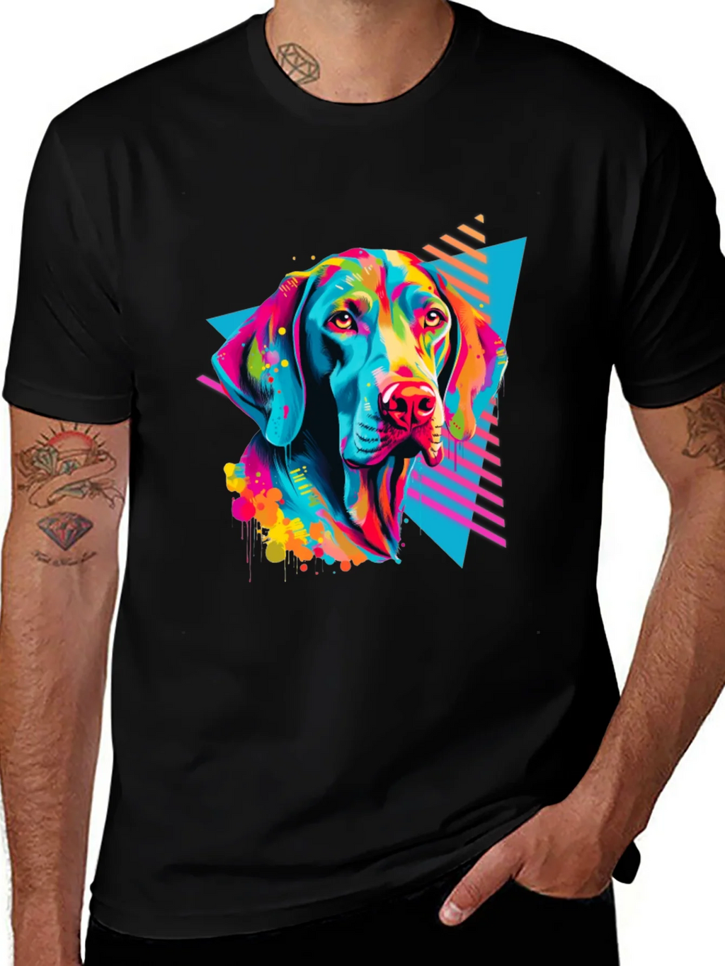 Vibrant Dog Graphic T-Shirt - Bold 80s Style product image 1