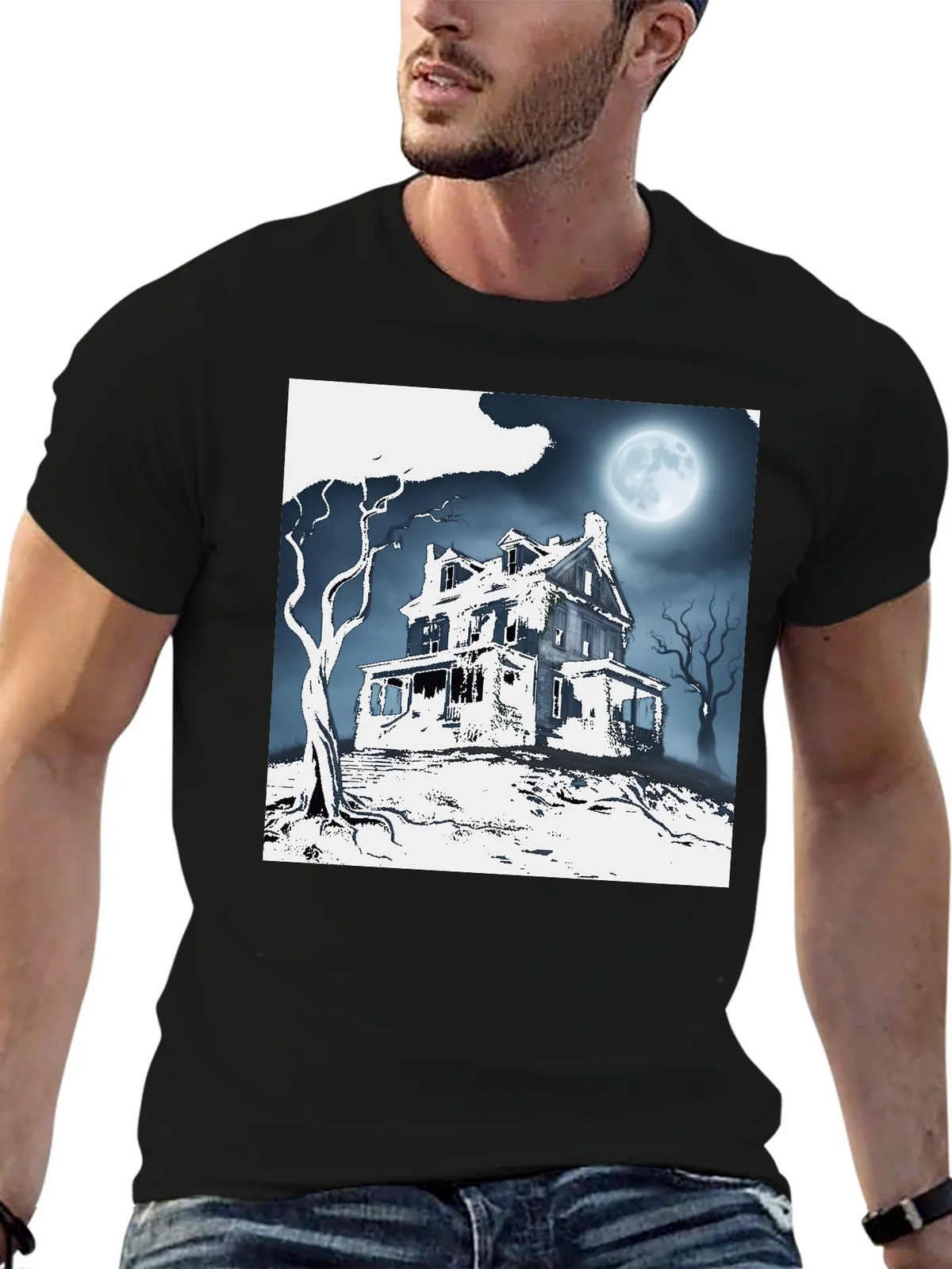 Spooky Haunted House Graphic Tee product image 6