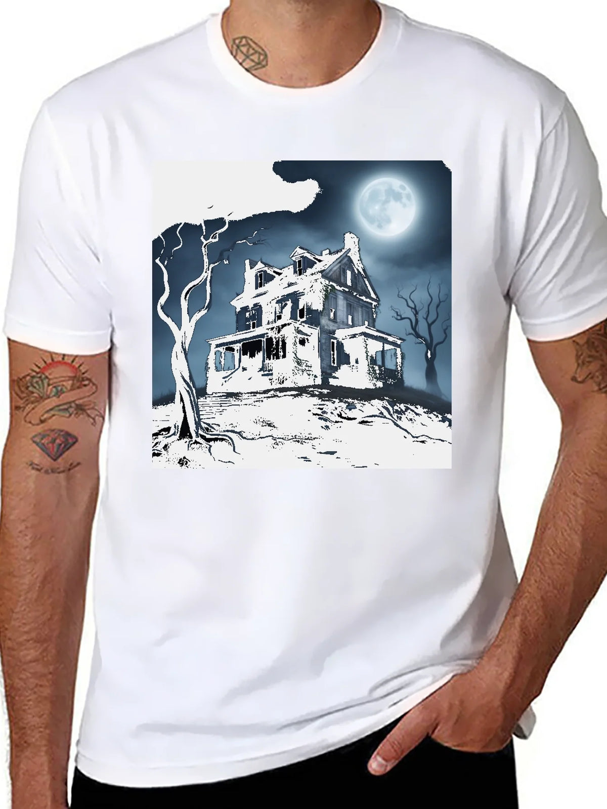 Spooky Haunted House Graphic Tee product image 7