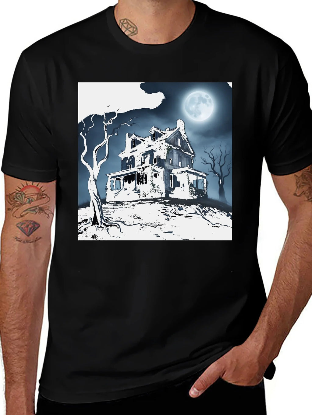 Spooky Haunted House Graphic Tee product image 1