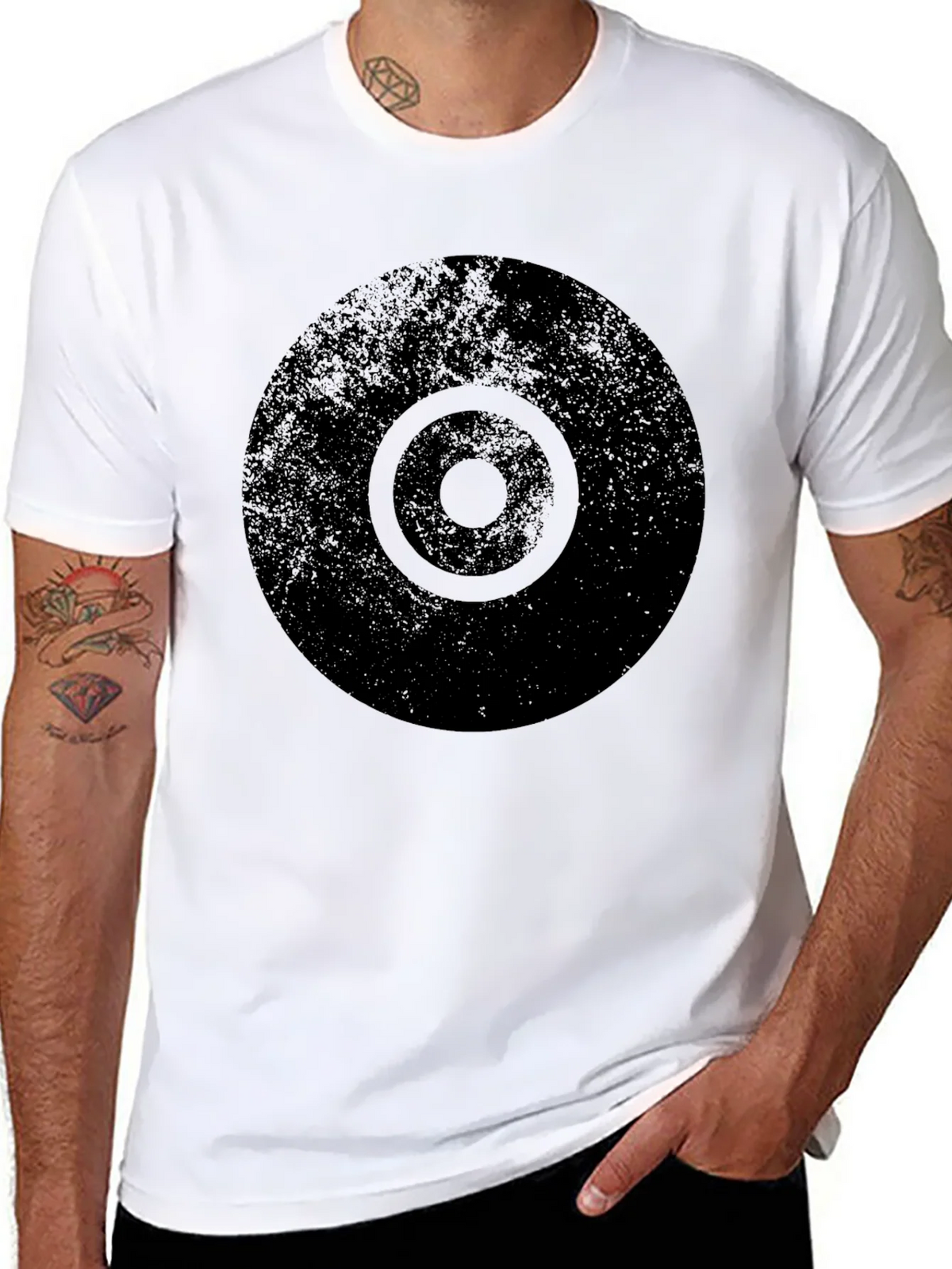 Distressed Target Graphic Mens Black T-Shirt product image 6