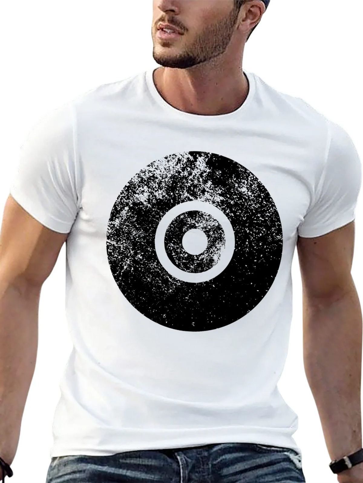 Distressed Target Graphic Mens Black T-Shirt product image 10