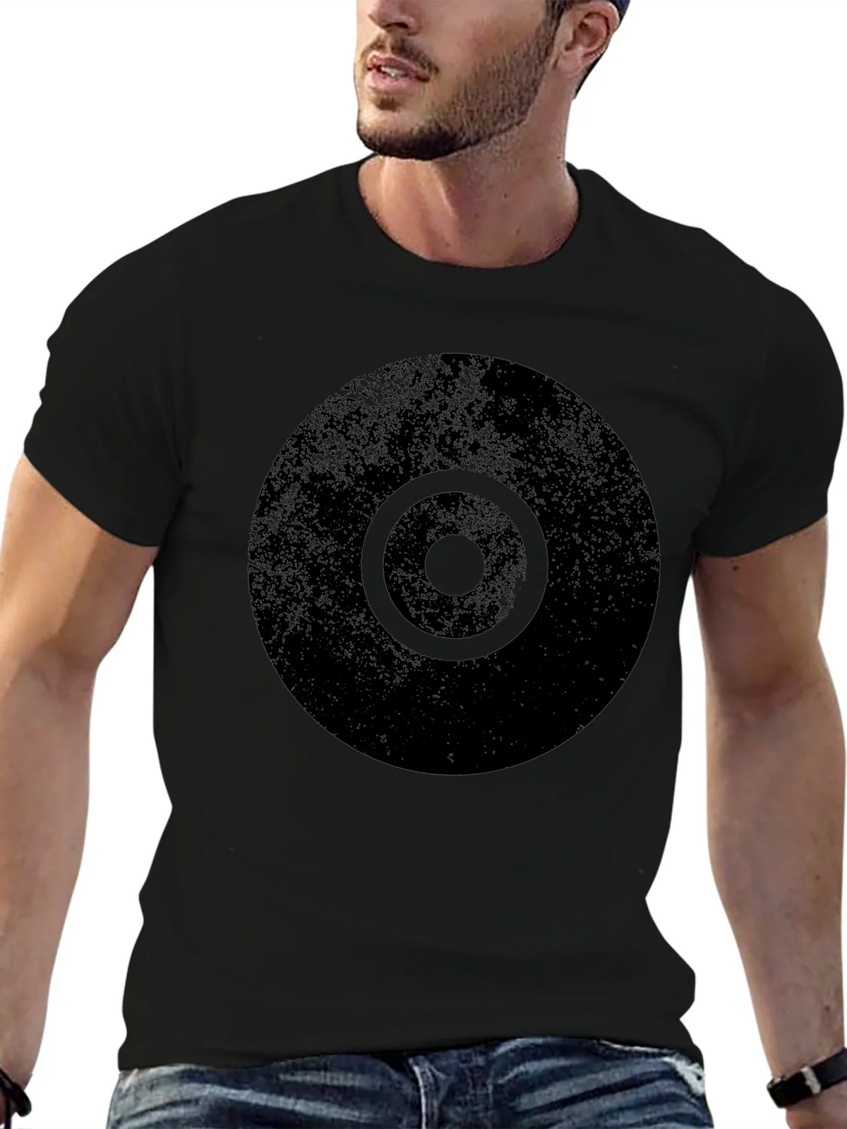 Distressed Target Graphic Mens Black T-Shirt product image 5