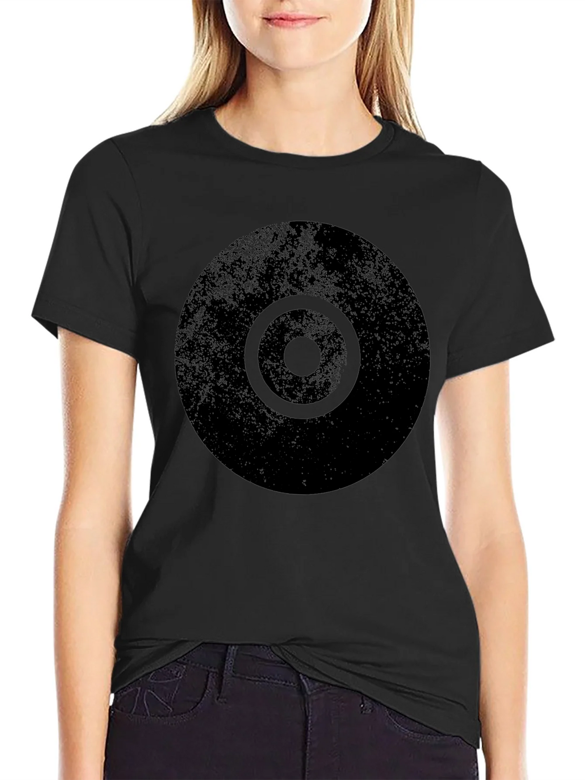 Distressed Target Graphic Mens Black T-Shirt product image 1