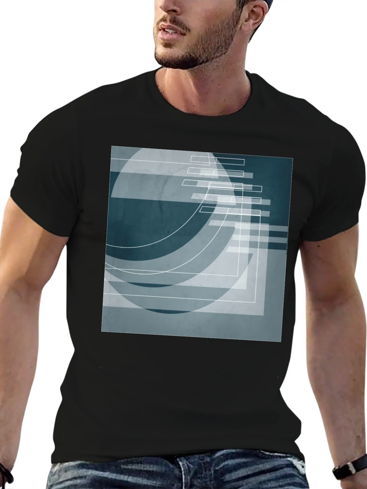 Abstract Geometric Graphic Print T-Shirt product image 5