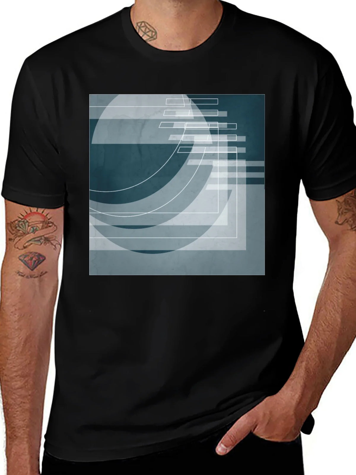 Abstract Geometric Graphic Print T-Shirt product image 1