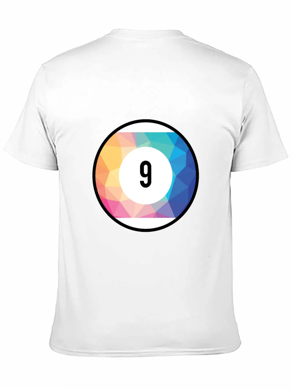 Mens Black T-Shirt with Colorful Number 9 Ball Graphic product image 10