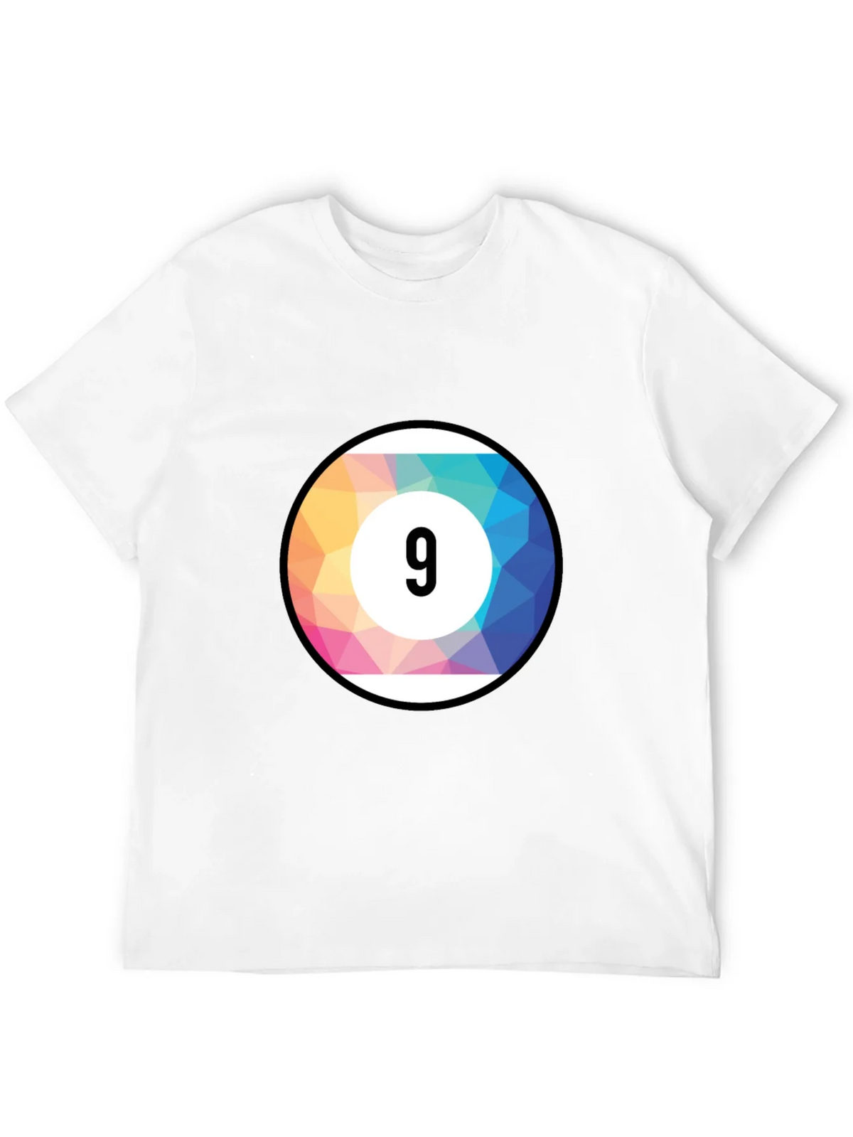 Mens Black T-Shirt with Colorful Number 9 Ball Graphic product image 11