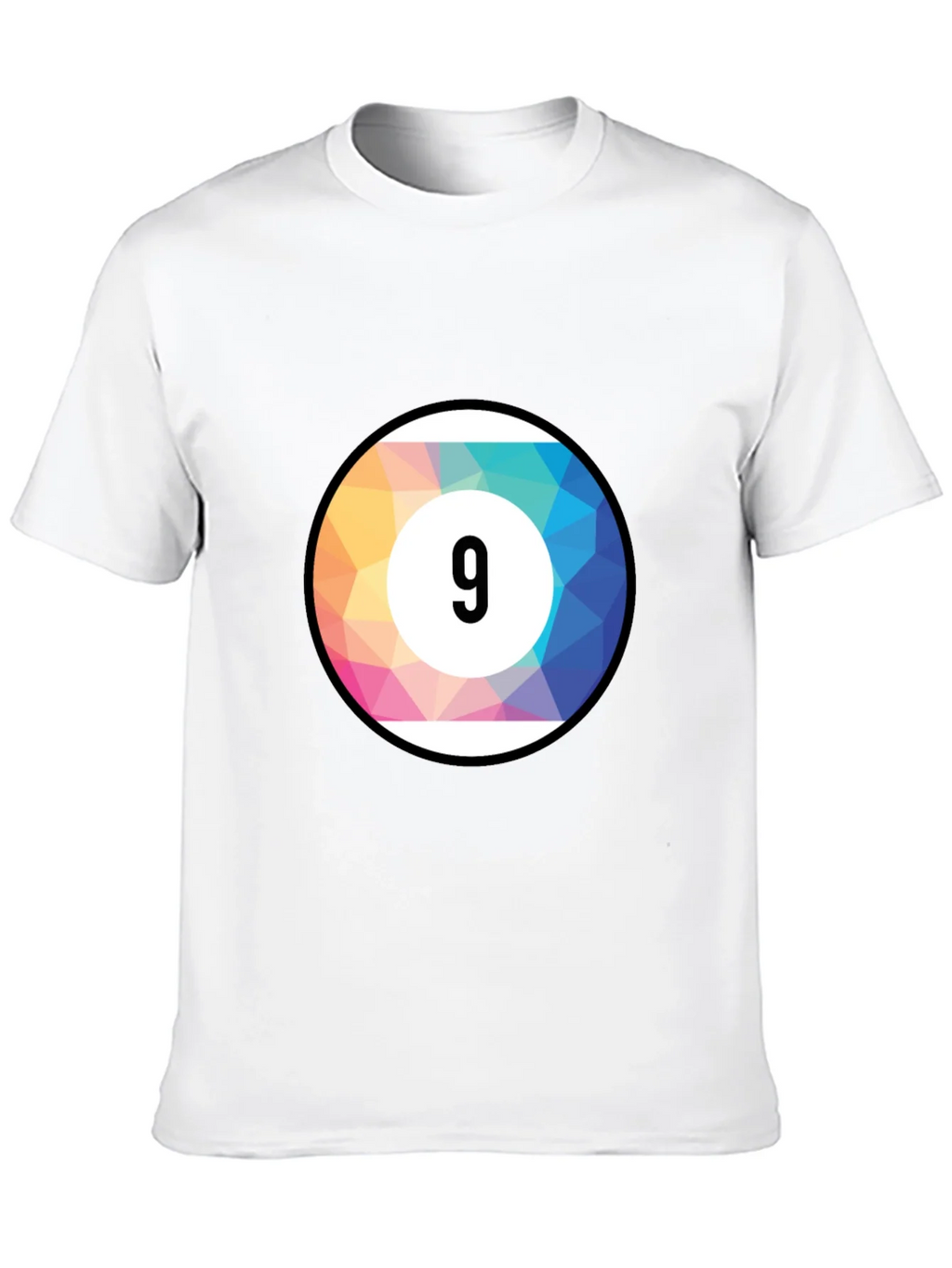 Mens Black T-Shirt with Colorful Number 9 Ball Graphic product image 9