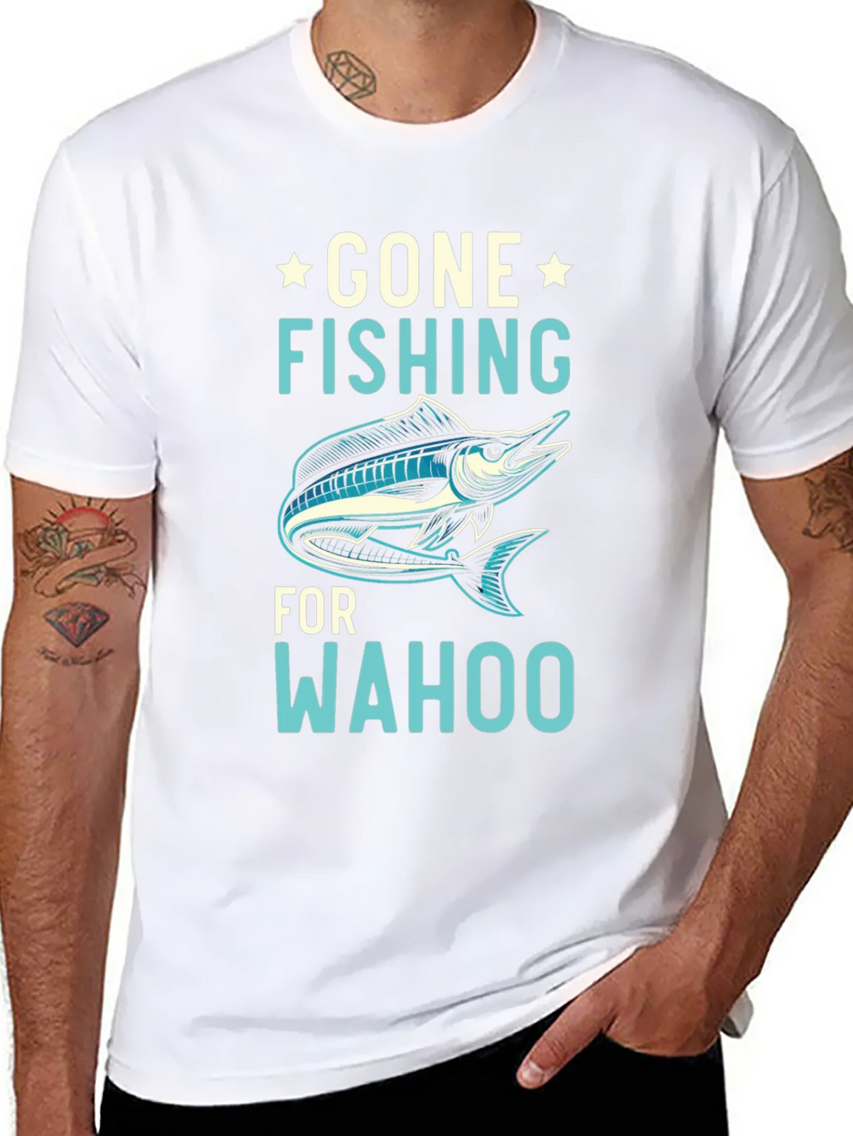 Gone Fishing for Wahoo Graphic Tee - Black product image 4