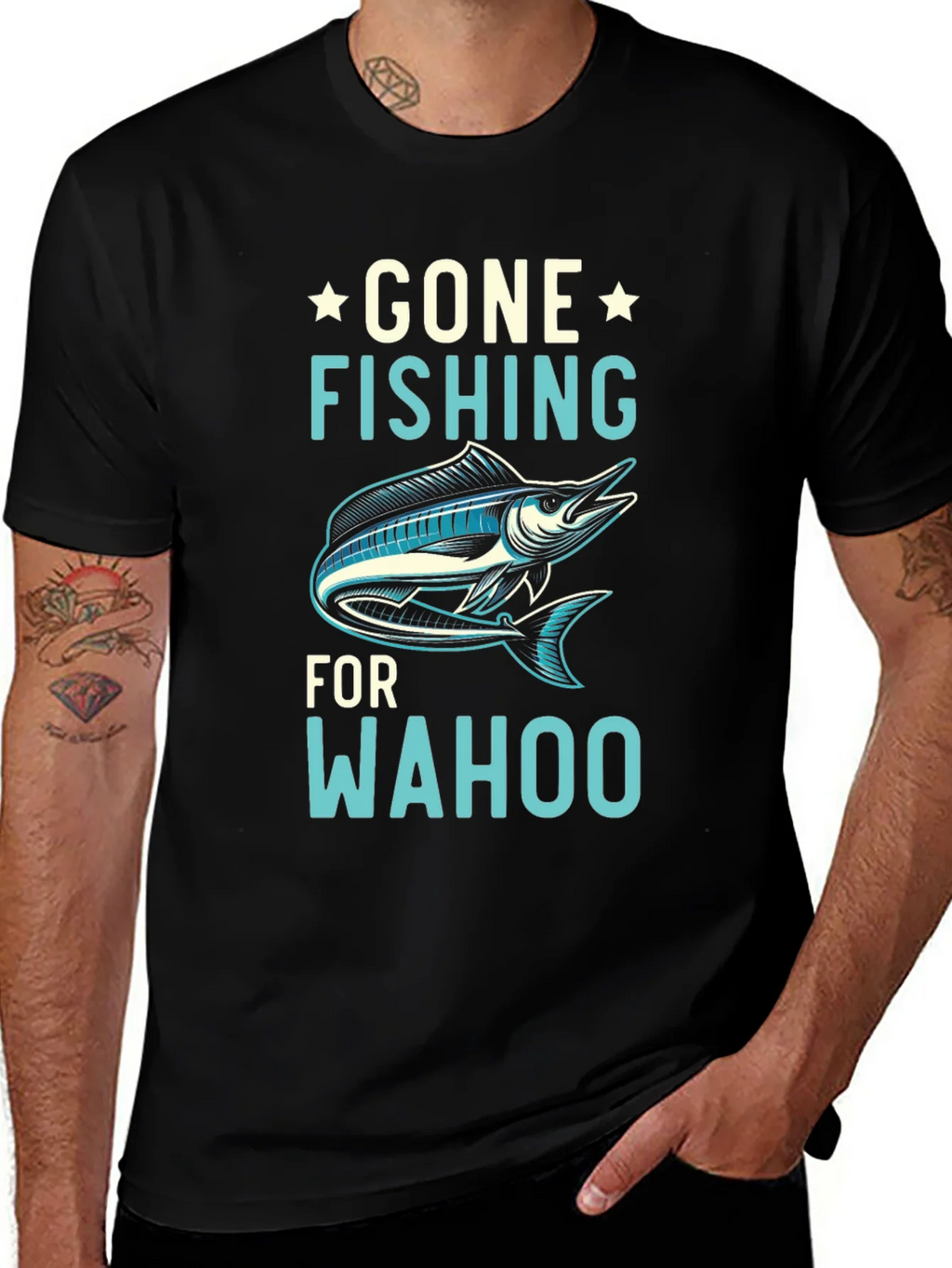 Gone Fishing for Wahoo Graphic Tee - Black product image 1