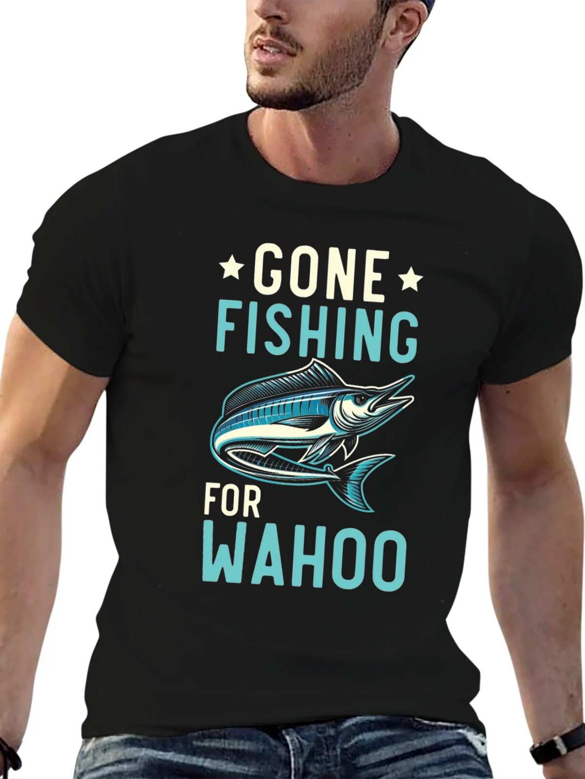 Gone Fishing for Wahoo Graphic Tee - Black product image 3