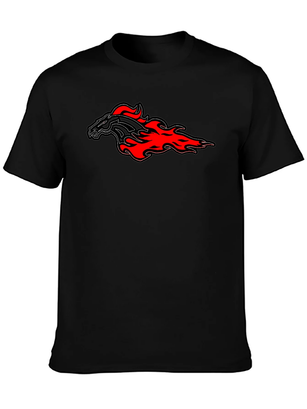Flaming Horse Graphic Tee - Black Cotton T-Shirt product image 1