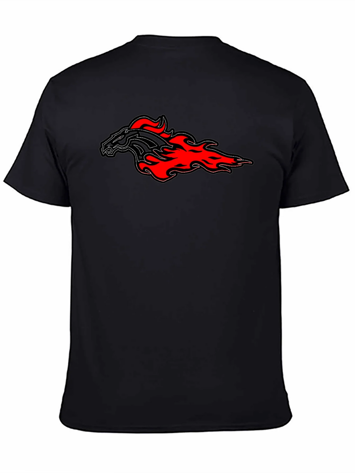 Flaming Horse Graphic Tee - Black Cotton T-Shirt product image 2