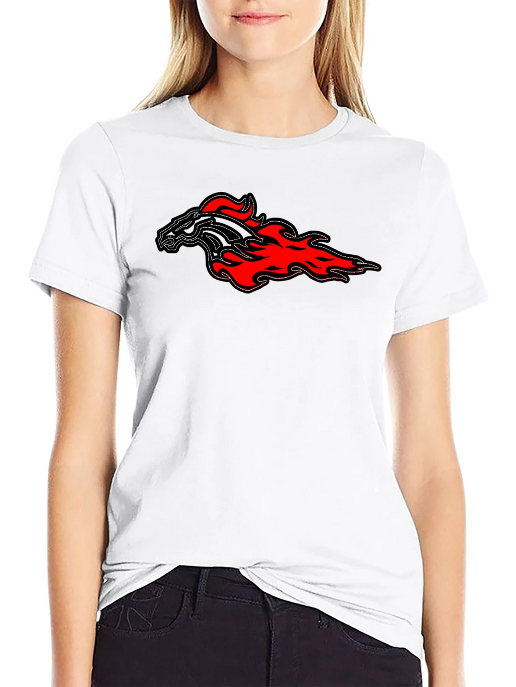 Flaming Horse Graphic Tee - Black Cotton T-Shirt product image 4
