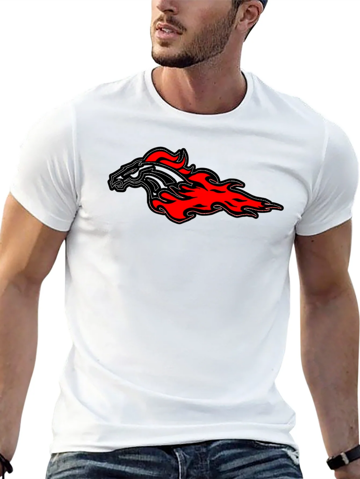 Flaming Horse Graphic Tee - Black Cotton T-Shirt product image 8