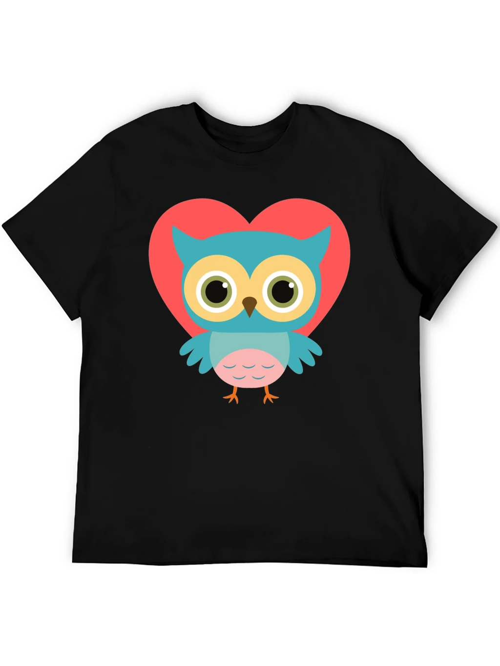 Cute Owl Heart Graphic Black T-Shirt product image 3